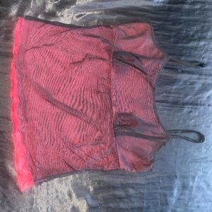 Vintage Elegant Black and Red Lace Chemise